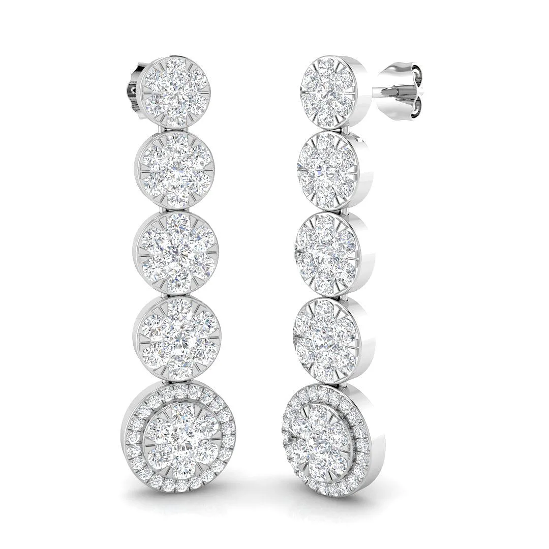 "Erlsy 3ct Gold Drop & Trilogy Diamond Earrings - Luxurious Elegance" - 3 Carat / Natural Diamond(F-VS) / 9k White Gold: the shop's own photo