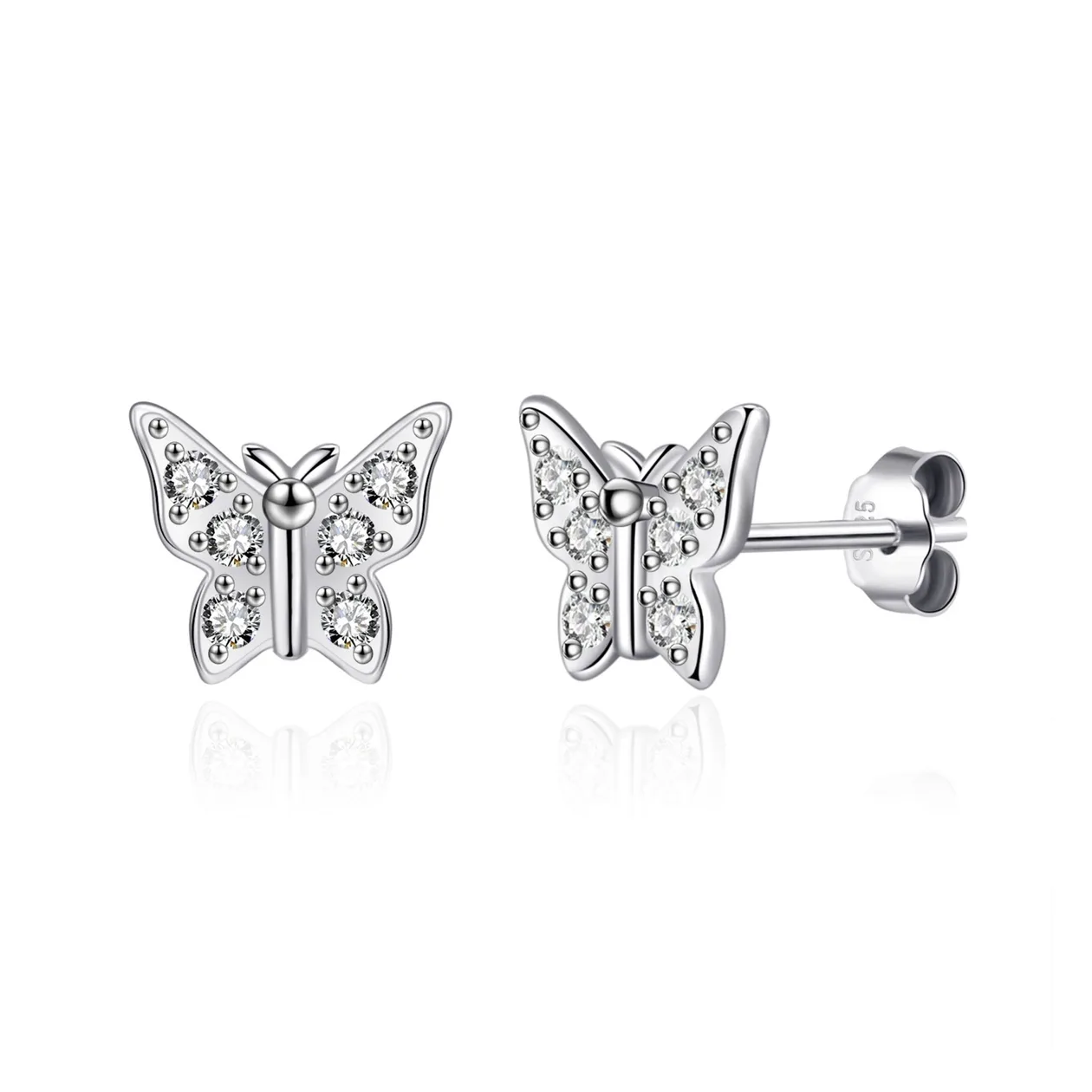 Sterling Silver Butterfly Earrings Created with Zircondia® Crystals: the shop's own photo