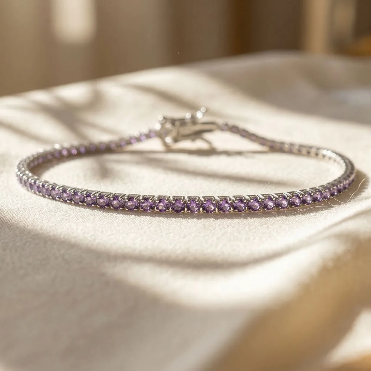 Sterling Silver Amethyst February Birthstone Tennis Bracelet: the shop's own photo