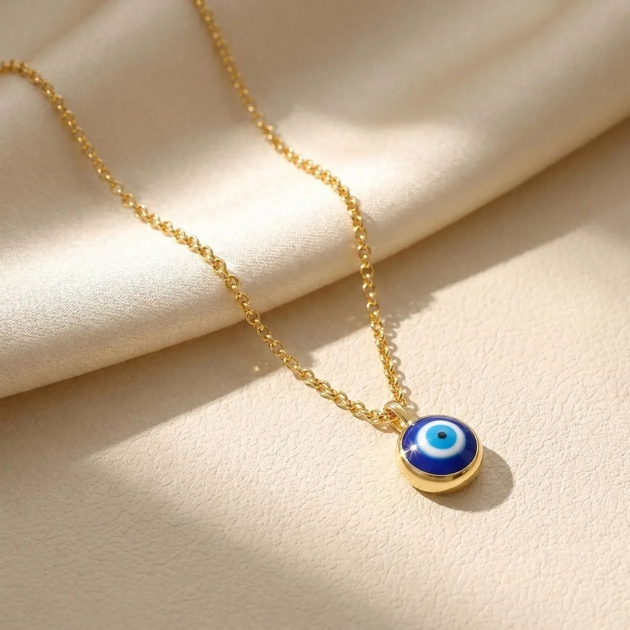 Turkish Evil Eye Gold Plated Pendant Charm Necklace: the shop's own photo