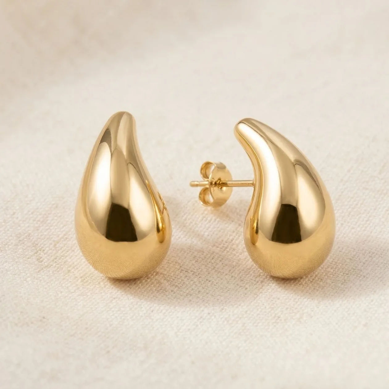Statement Gold Plated Teardrop Style Stud Earrings: the shop's own photo