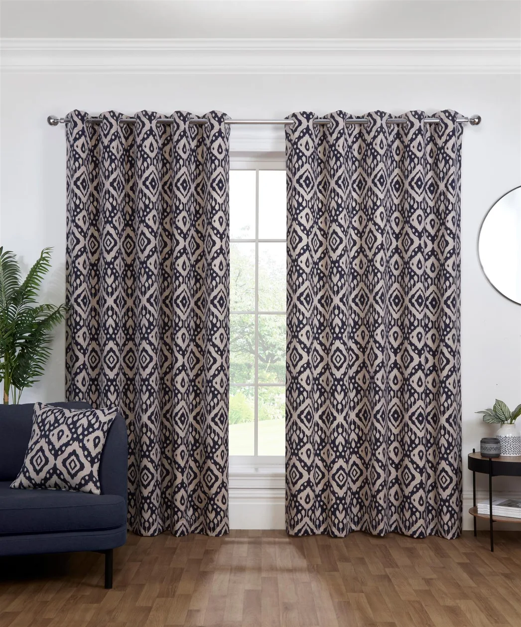 Marrakech Eyelet Curtains - Navy - 90" x 90": the shop's own photo