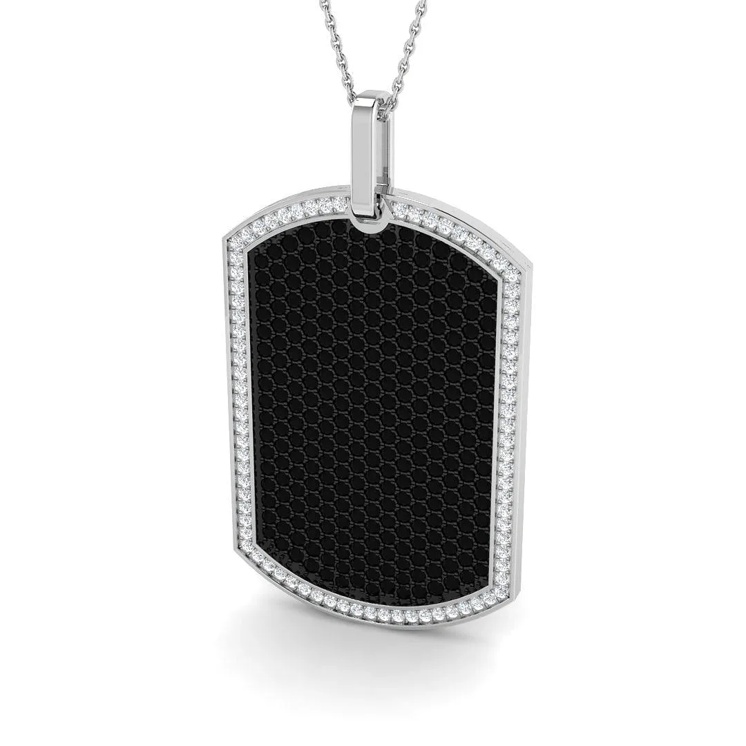 Black Onyx & Diamond Pendant 4ct | Lab Grown & Natural Diamond Necklace - 18k White Gold / Lab Grown Diamond (D/VVS) / 4 Carat: the shop's own photo