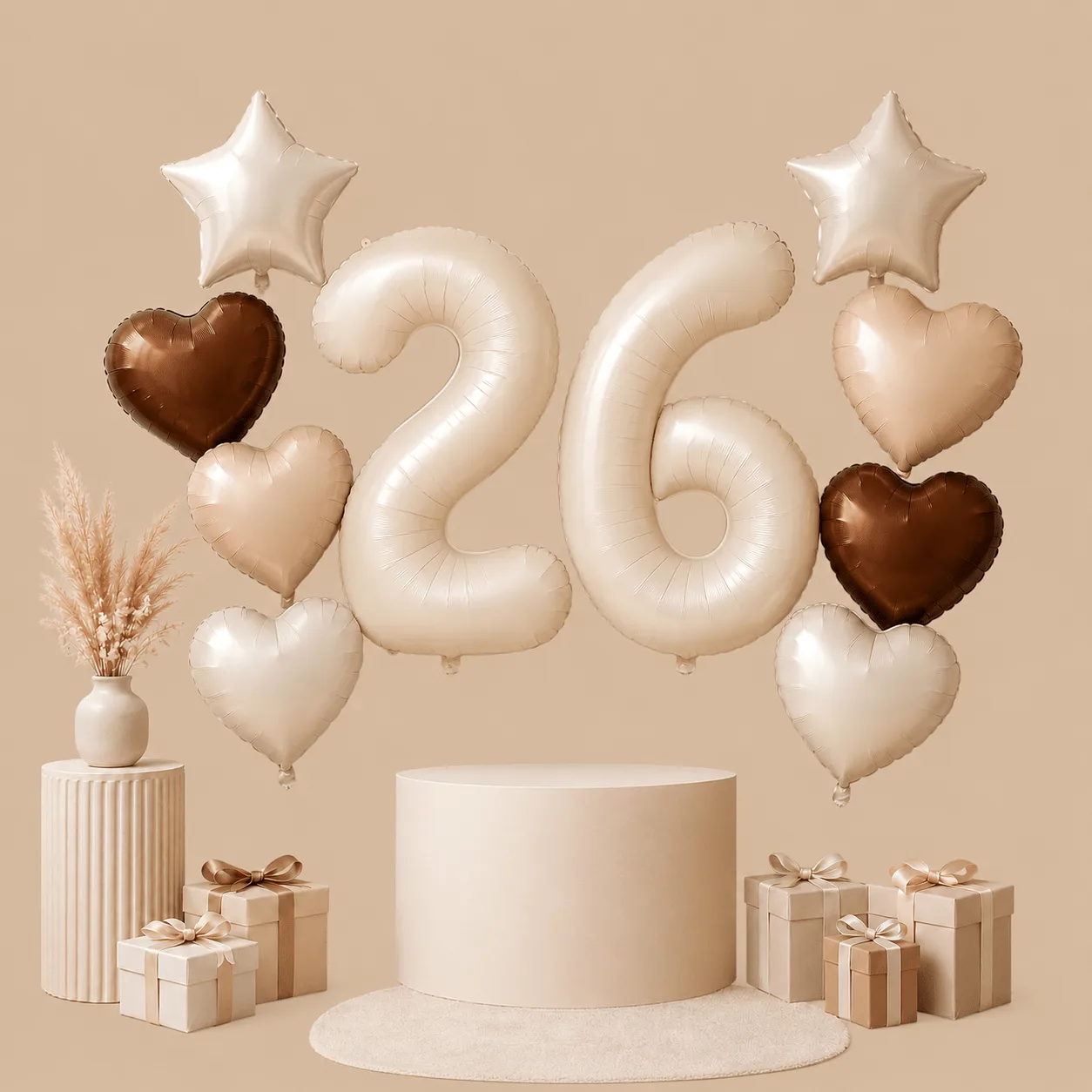26th Birthday Beige Boho Balloon Set: the shop's own photo