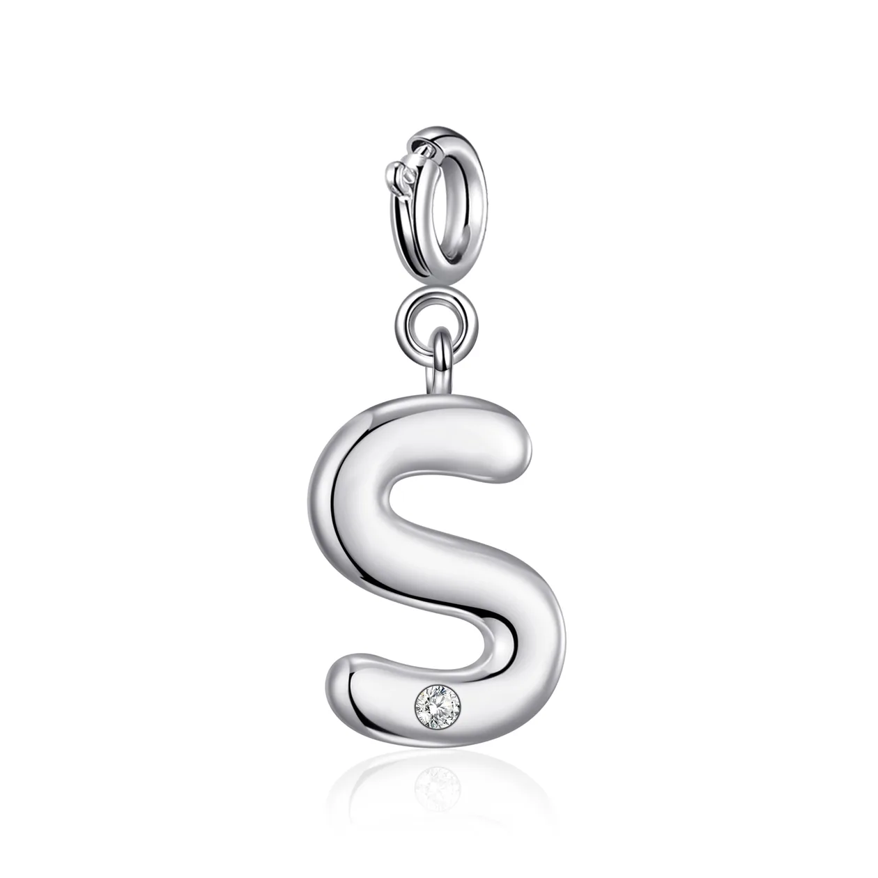 Clip On Initial Charms Letter A-Z Created with Zircondia® Crystals - S: the shop's own photo
