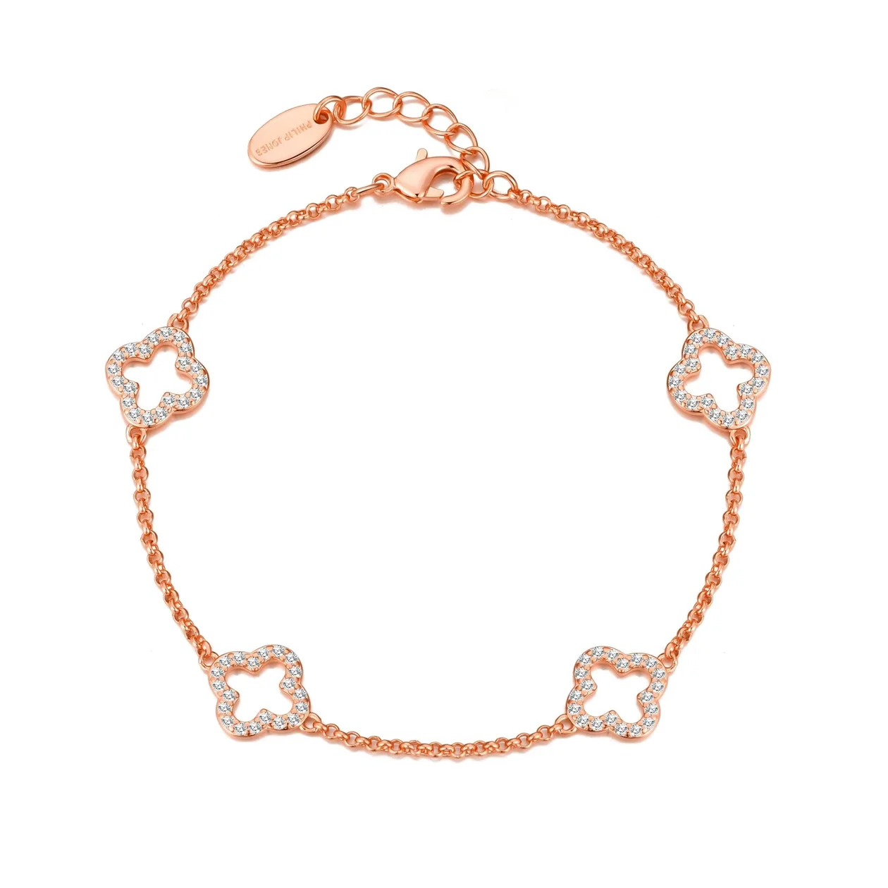 Rose Gold Plated Clover Bracelet Created with Zircondia® Crystals: the shop's own photo