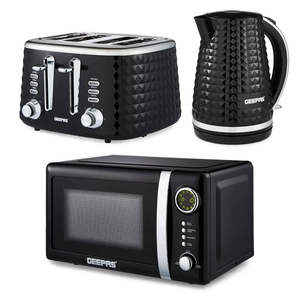 Black Argyle Digital 20L Microwave, 1.7L Electric Kettle & 4-Slice Toaster: the shop's own photo