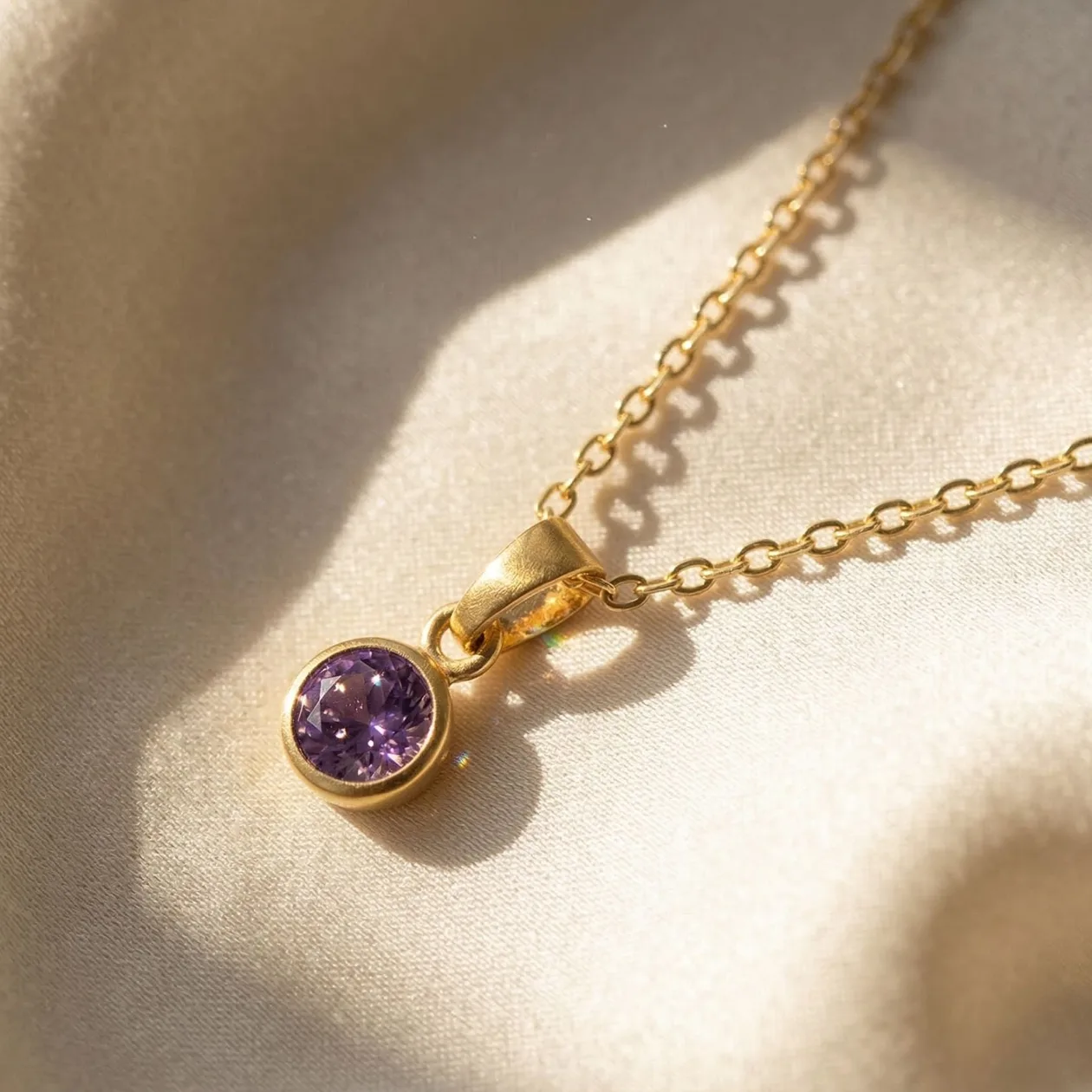 Mini Round Amethyst February Birthstone Pendant Necklace: the shop's own photo