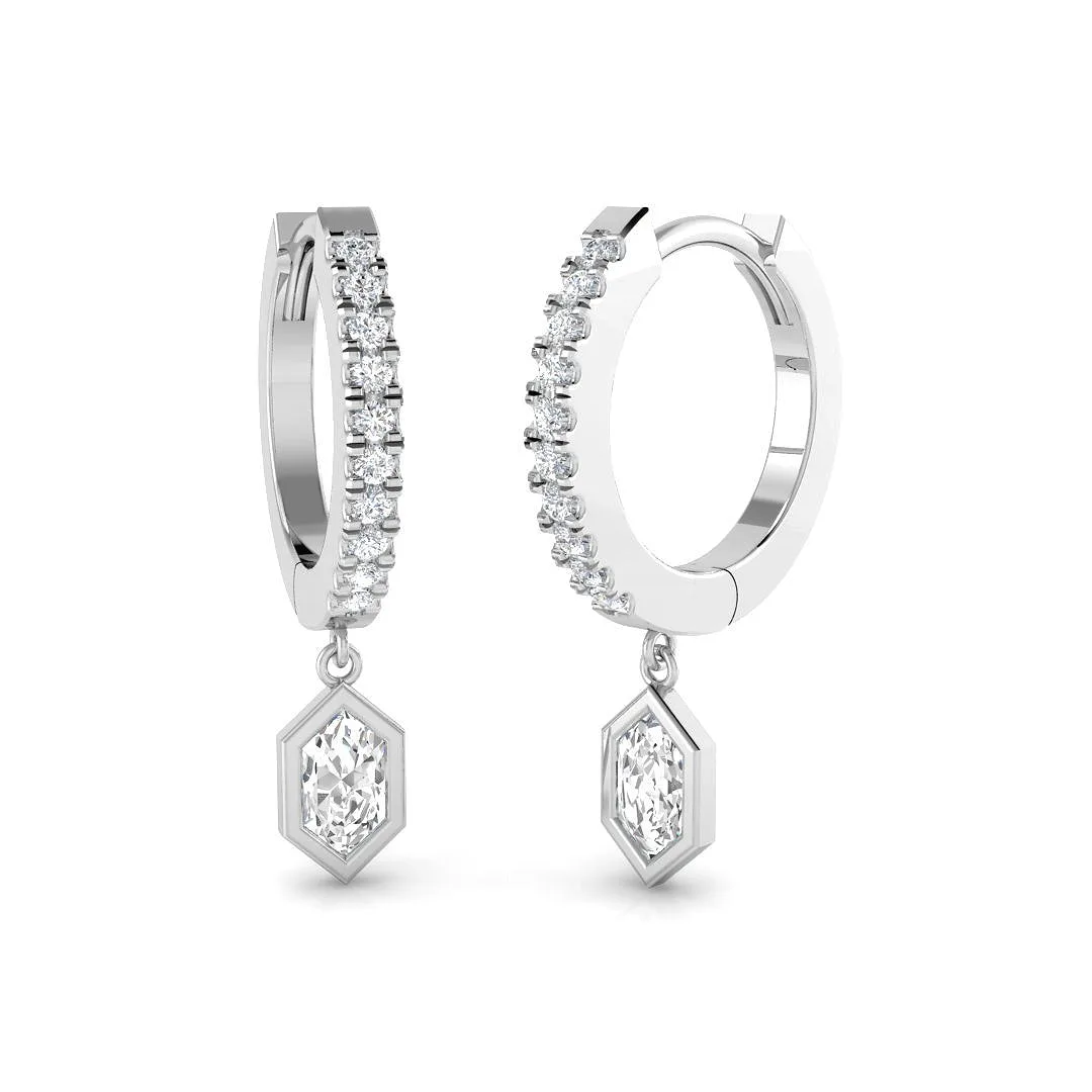 "Entty Gold Drop & Trilogy Diamond Earrings - Exquisite Luxury Design" - 0.5 Carat / Lab Grown Diamond(D-VVS) / 9k Yellow Gold: the shop's own photo
