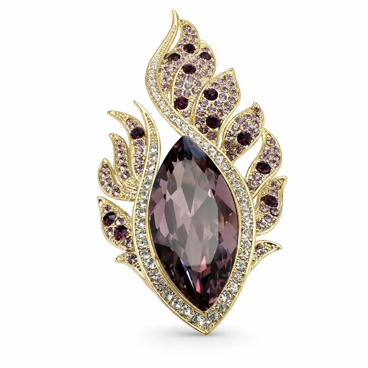 Flame Leaf Crystal Brooch: the shop's own photo