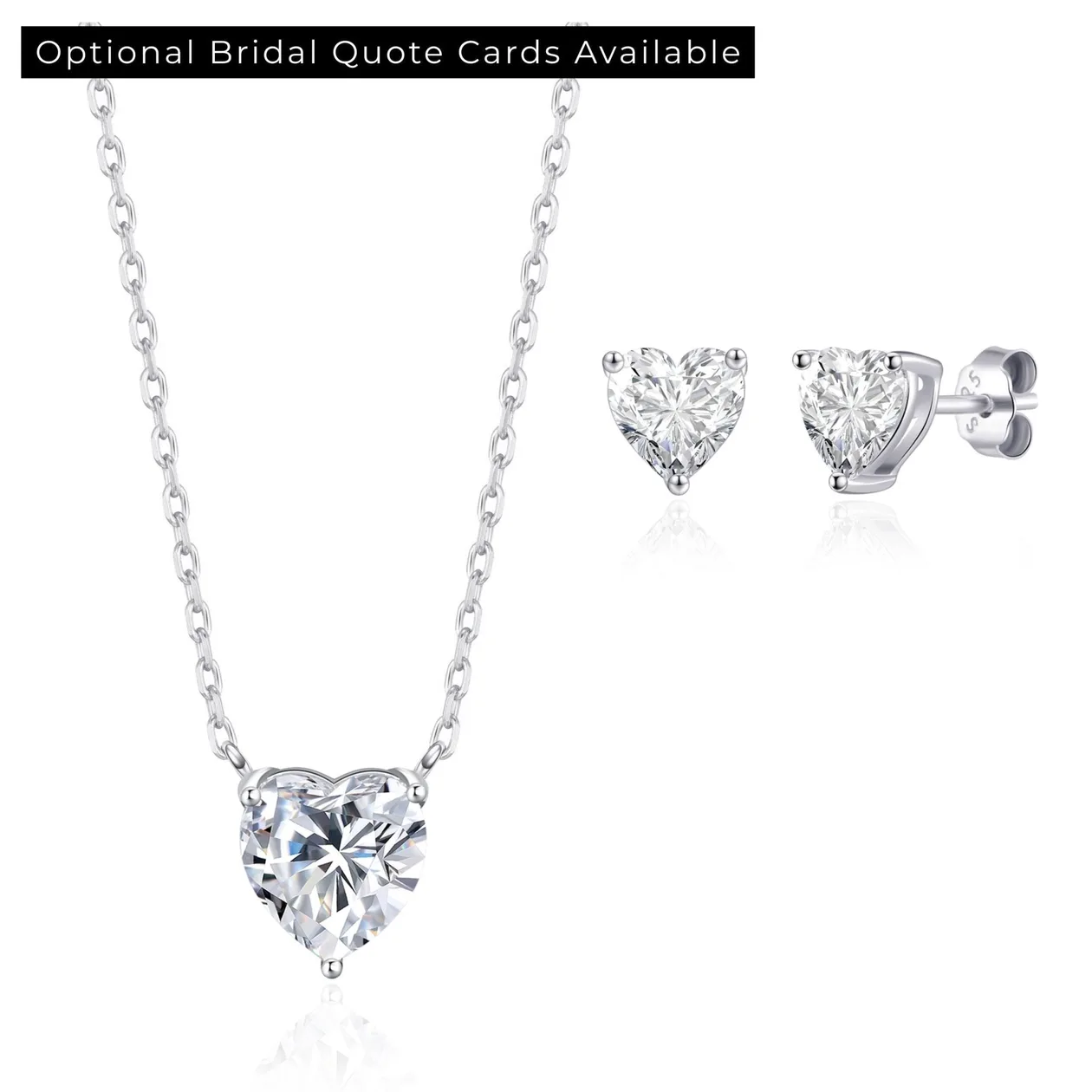 Sterling Silver Bridal Heart Solitaire Set Created with Zircondia® Crystals: the shop's own photo