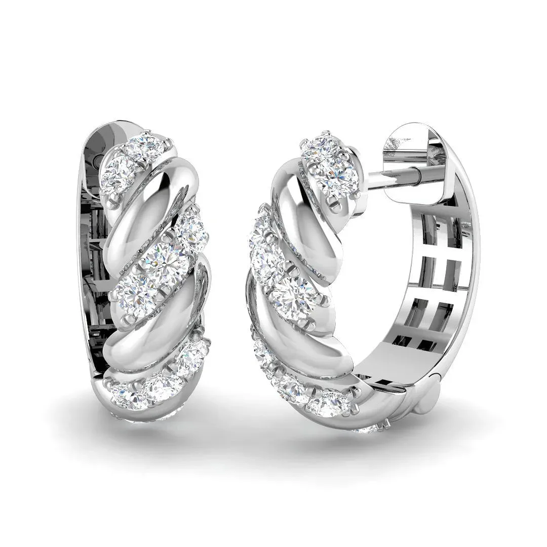 Hoop Earrings Premium Round Cut Lab-Grown Diamond 9k White Gold Setting - Natural Diamond / 18k Yellow Gold / 0.3: the shop's own photo