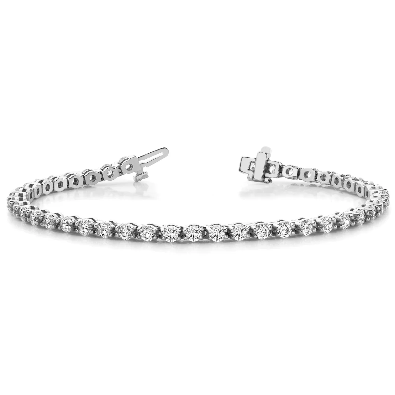 Beaded Diamond Tennis Bracelet Round Cut Lab or Natural Diamond in Gold & Platinum - 18k Yellow Gold / 2.50 Carat / Lab Grown Diamond: the shop's own photo