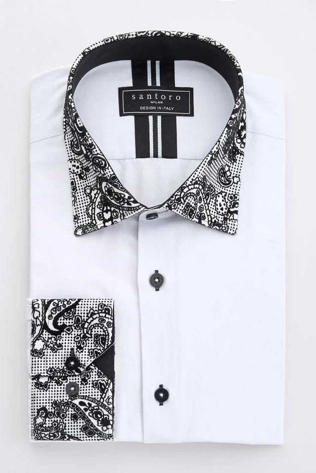White Shirt with Black Paisley Detail: the shop's own photo