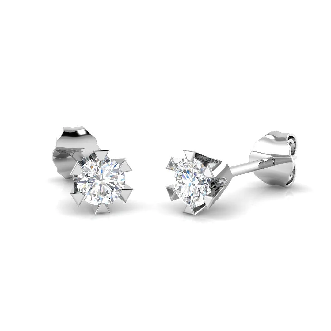 Solitaire Diamond Earrings - Blush Gold 0.33ct to 2ct Luxury - 0.33 Carat / Natural Diamond(F-VS) / 18k White Gold: the shop's own photo