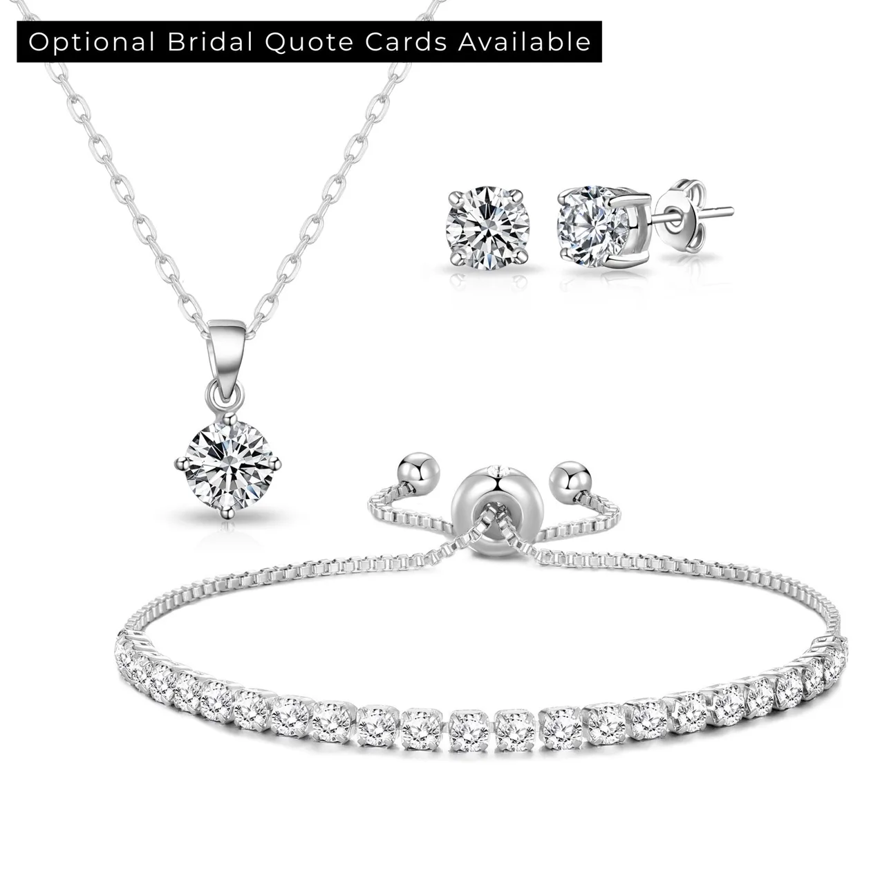 Silver Plated Solitaire Friendship Slider Bridal Set Created with Zircondia® Crystals: the shop's own photo