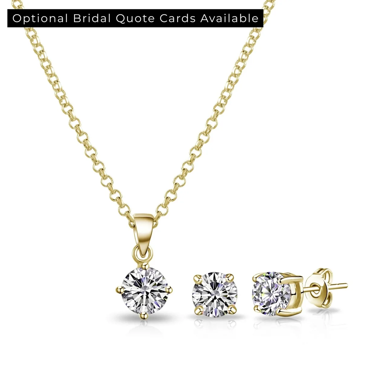 18k Gold Plated Round Solitaire Bridal Set Created with Zircondia® Crystals: the shop's own photo