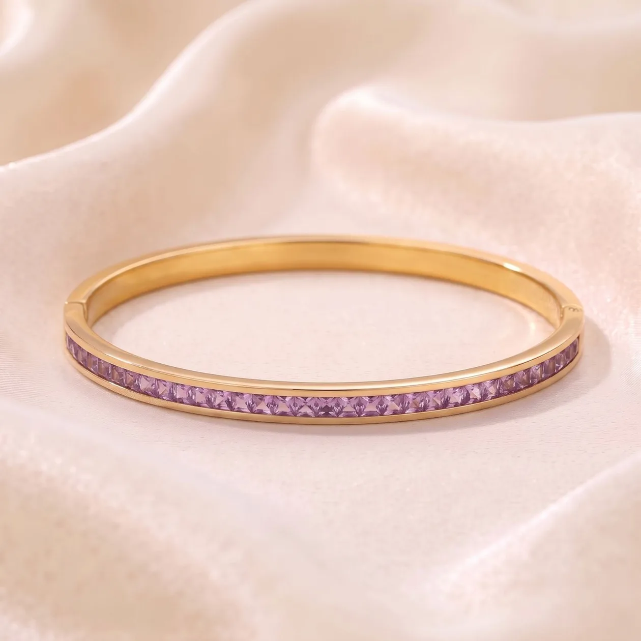 18ct Gold Plated Amethyst February Birthstone Tennis Bangle: the shop's own photo