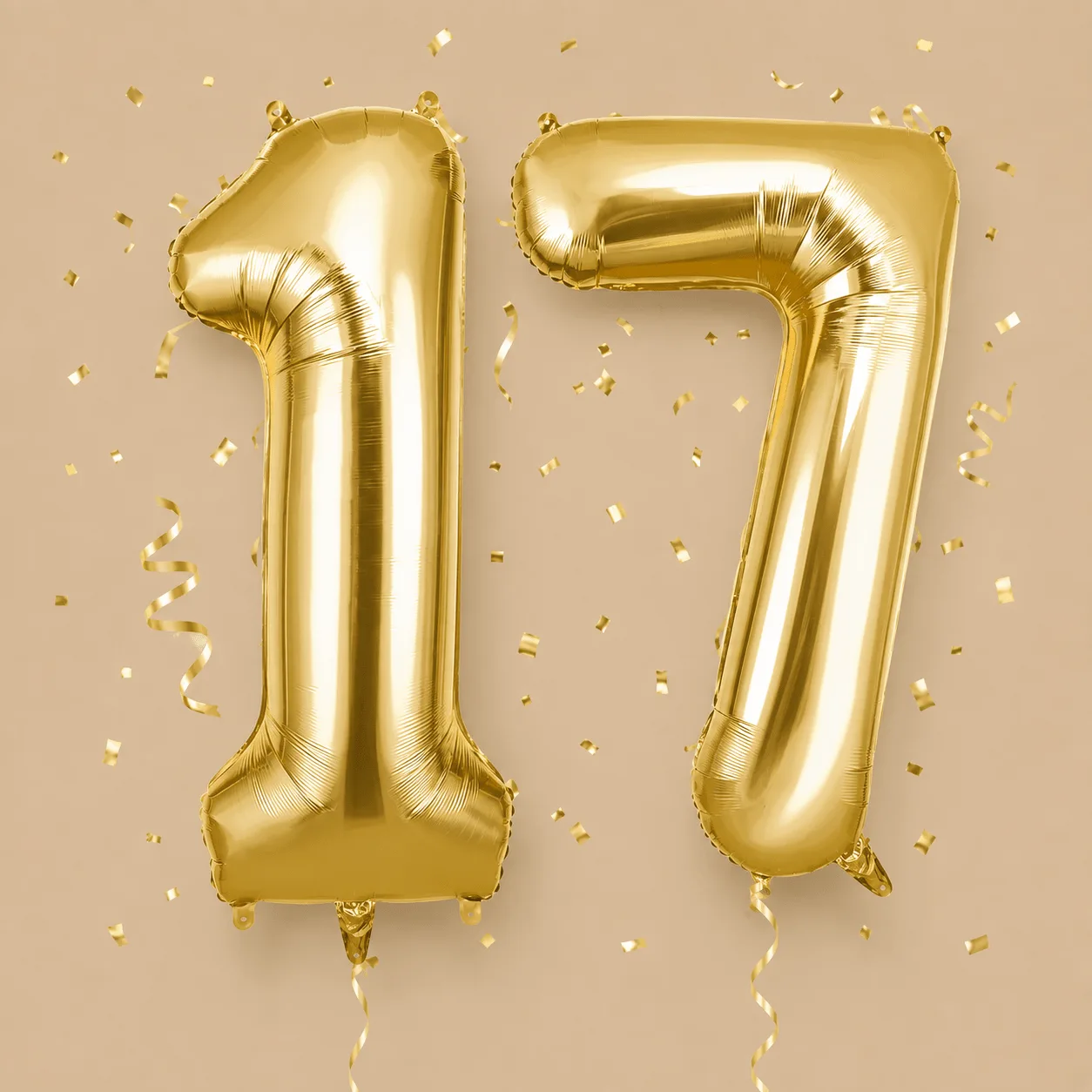 Gold Number 17 Balloons: the shop's own photo