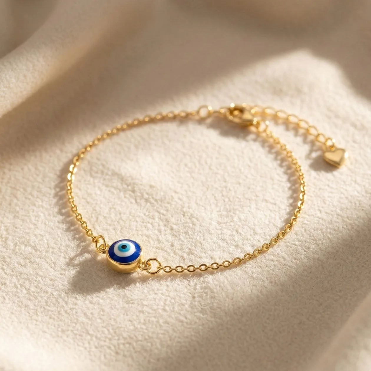 Turkish Blue Evil Eye Friendship Gold Plated Bracelet: the shop's own photo