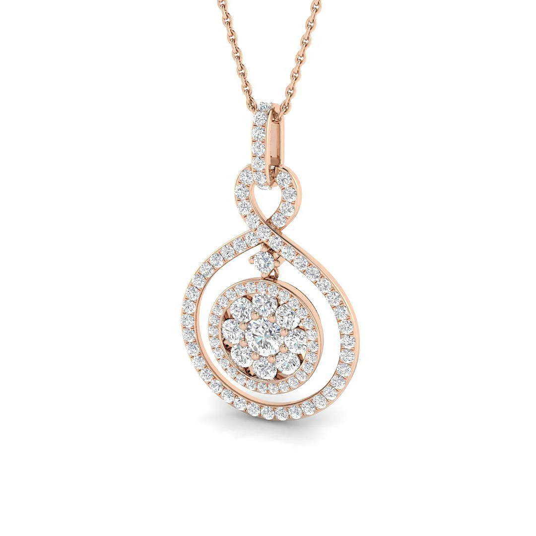 Diamond Infinity Swirl Cluster Pendant Necklace | Luxury Twisted Design - 9k Rose Gold / 1.00 Carat / Lab Grown Diamond (D/VVS): the shop's own photo