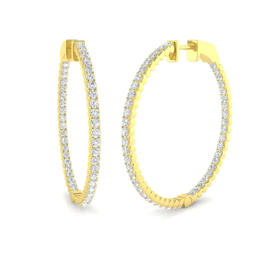 Hoop Earrings - 1.75ct To 2.75ct Pave Set Sparkle - Lab Grown Diamond / 9k Yellow Gold / 1.75 Carat: the shop's own photo