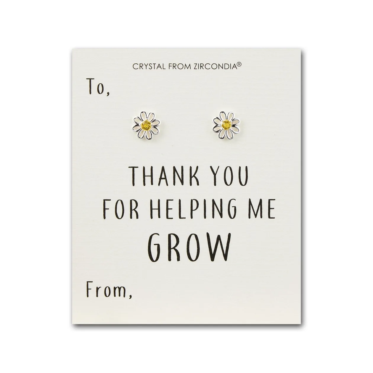 Thank You For Helping Me Grow Daisy Earrings Created with Zircondia® Crystals: the shop's own photo