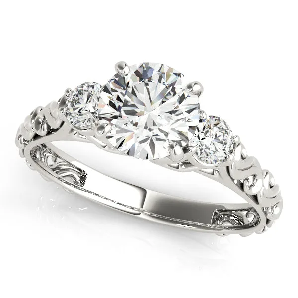 Lab-Grown Diamond Three Stone Round Cut 4 Prong Engagement Ring - 18k Yellow Gold / 0.50 Carat: the shop's own photo