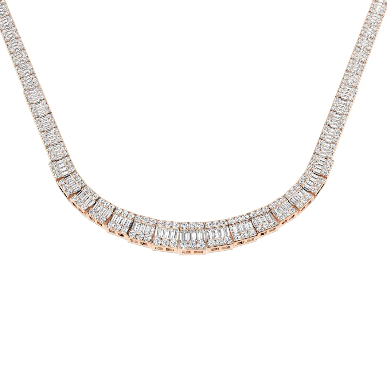 Diamond Tennis Necklace | Luxury Baguette Diamond Necklace - 18k Rose Gold / Lab Grown Diamond (D/VVS) / 13 Carat: the shop's own photo