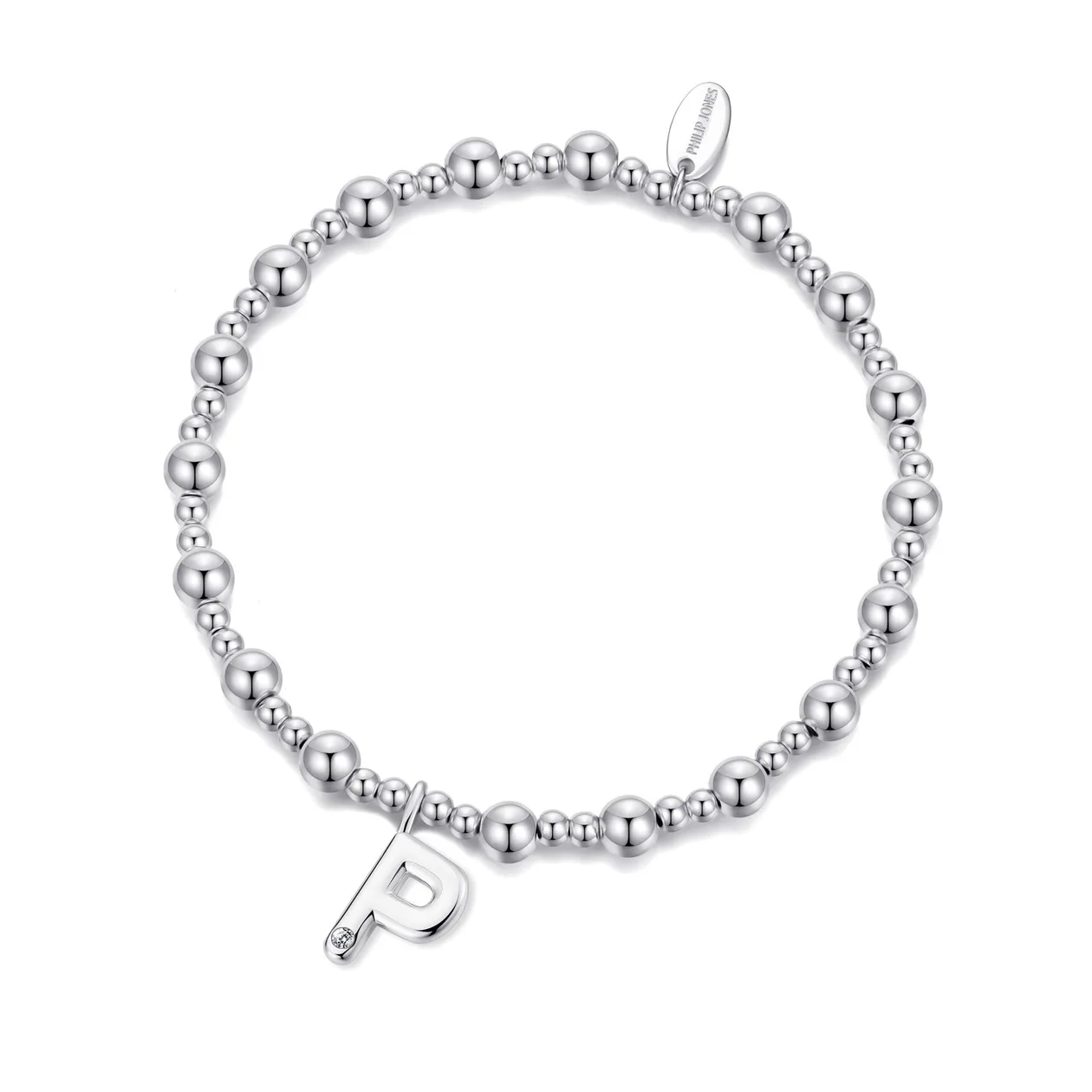 Letter P Initial Stretch Bracelet Created with Zircondia® Crystals: the shop's own photo