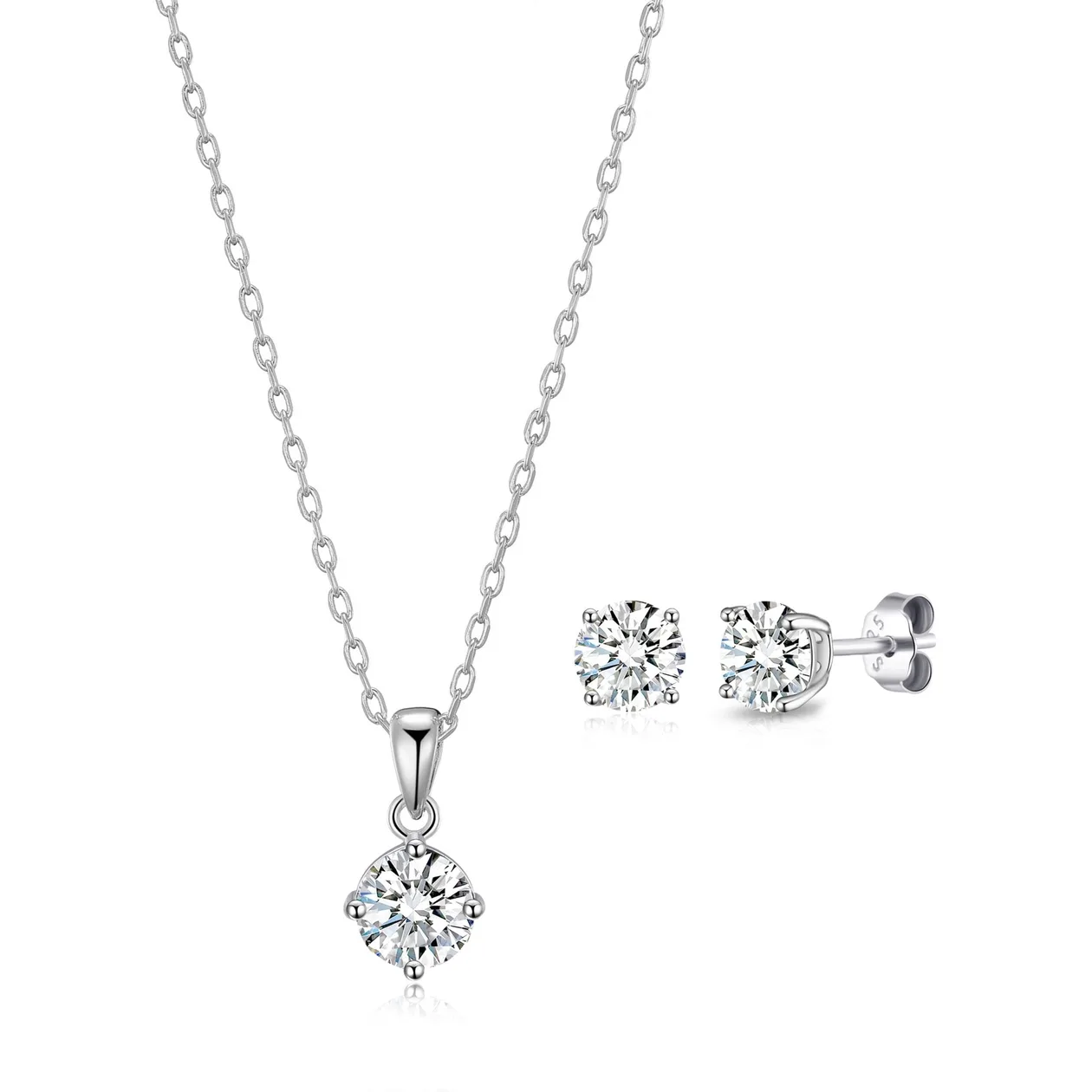 Sterling Silver Round Solitaire Set Created with Zircondia® Crystals: the shop's own photo