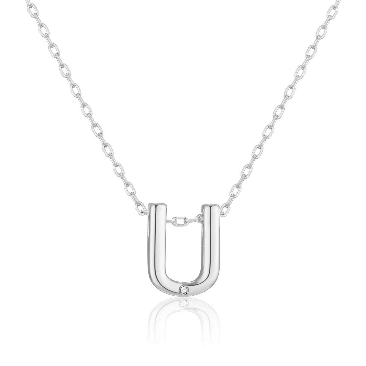 Customisable Initial Necklace (A-Z) with Option of Birthstone Charm - U: the shop's own photo