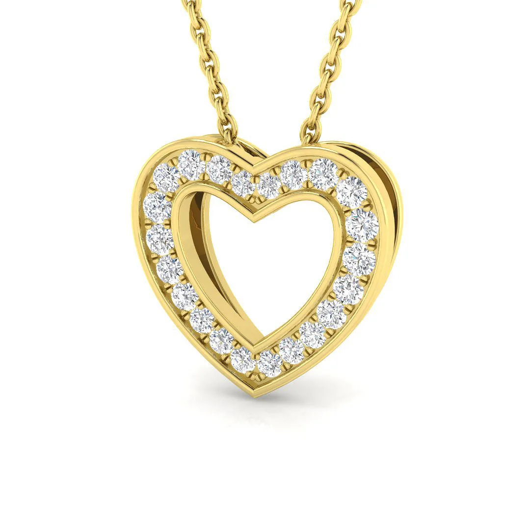 Heart-Shaped Pave Diamond Pendant | Pendant Without Chain | UK Made - 9k Yellow Gold / Natural Diamond(F/SI) / 0.20 Carat: the shop's own photo