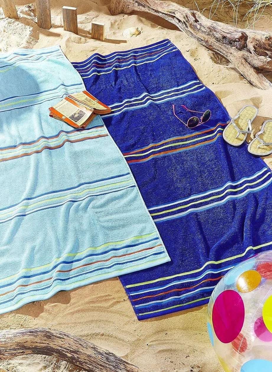 Catherine Lansfield Rainbow Beach Towel Twin Pack - Blue: the shop's own photo