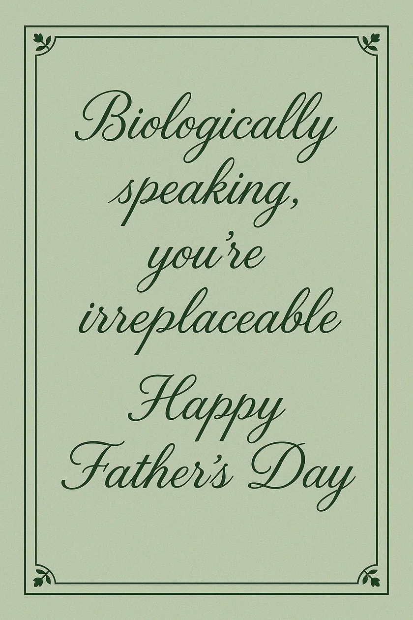 Funny Biologically Irreplaceable Father's Day Card: the shop's own photo