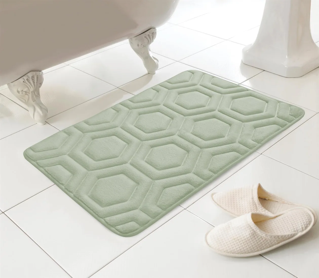 Geo Design Memory Foam Bath Mat - Sage: the shop's own photo