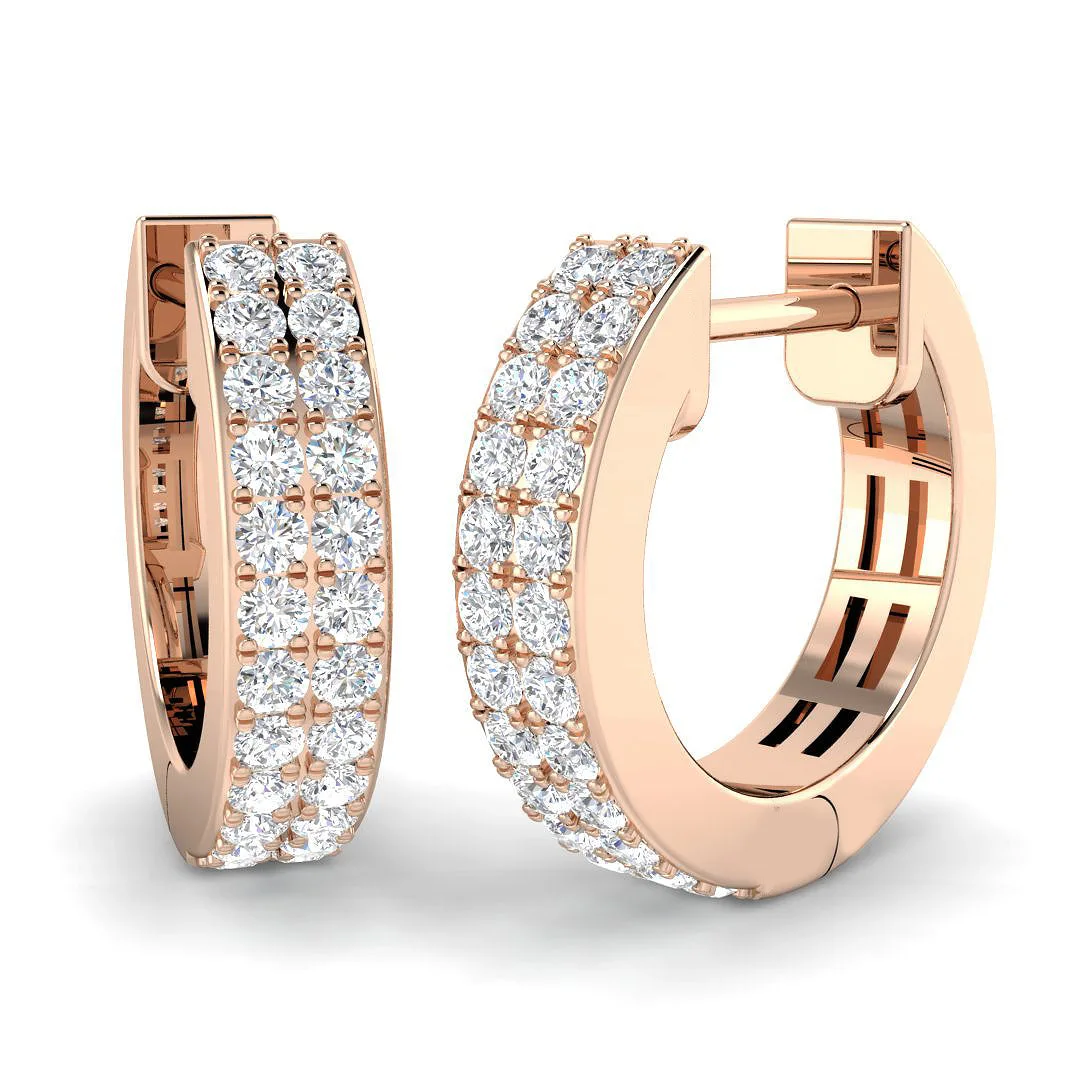Elegant 0.33 Ct Diamond Pavé Hoop Earrings | Lab-Grown & Natural Gold - 9k Rose Gold / 0.33 Carat / Lab Grown Diamond(D-VVS): the shop's own photo