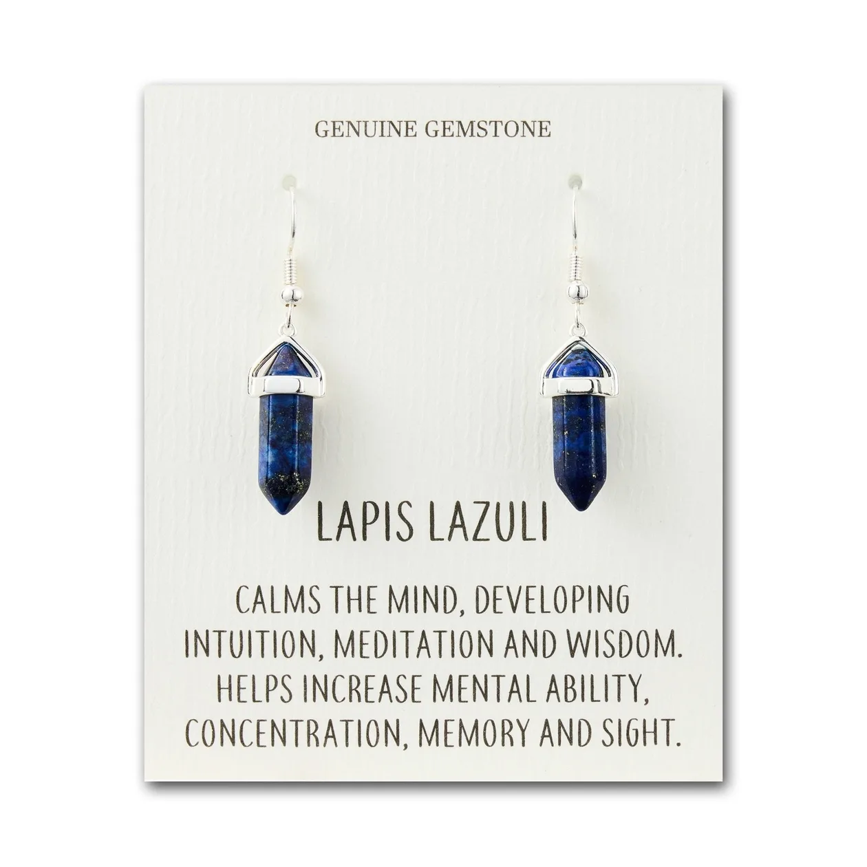Lapis Gemstone Drop Earrings with Quote Card: the shop's own photo