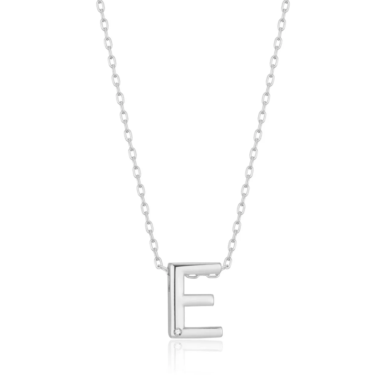 Customisable Initial Necklace (A-Z) with Option of Birthstone Charm - E: the shop's own photo