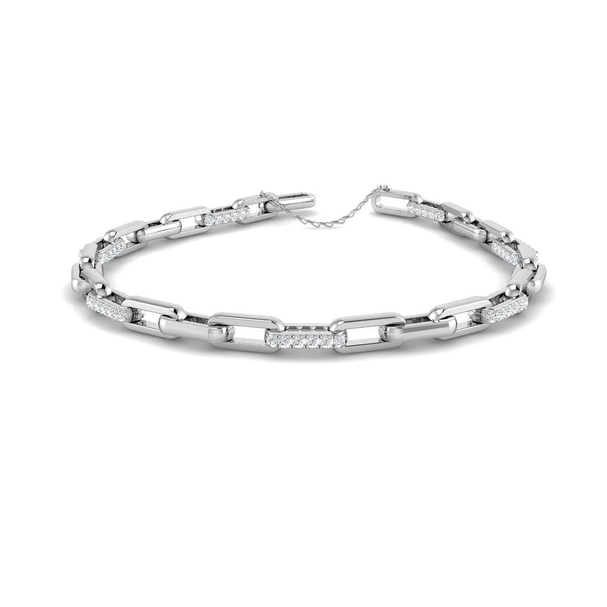 Natural Diamond Round Cut Pave Paperclip Diamond Bracelet in 18K White Gold - 9k Yellow Gold / 0.95 Carat / Lab Grown Diamond: the shop's own photo