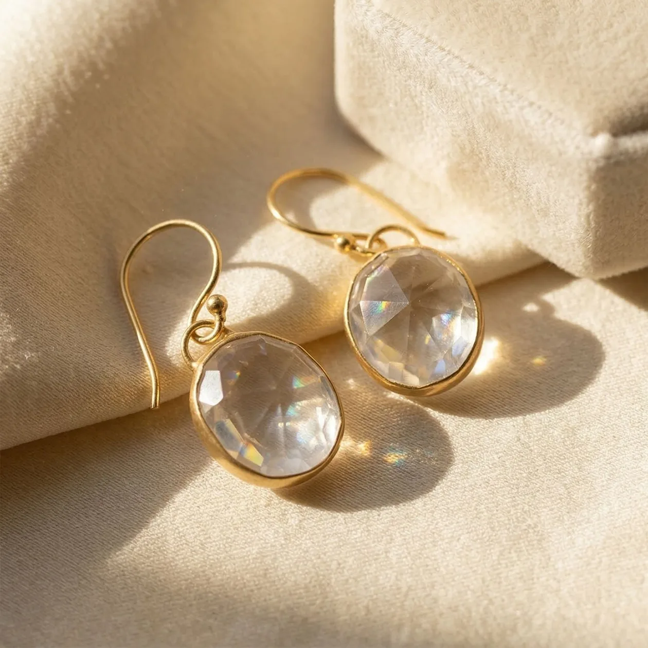 18ct Gold Vermeil White Topaz Wire Drop Earrings: the shop's own photo