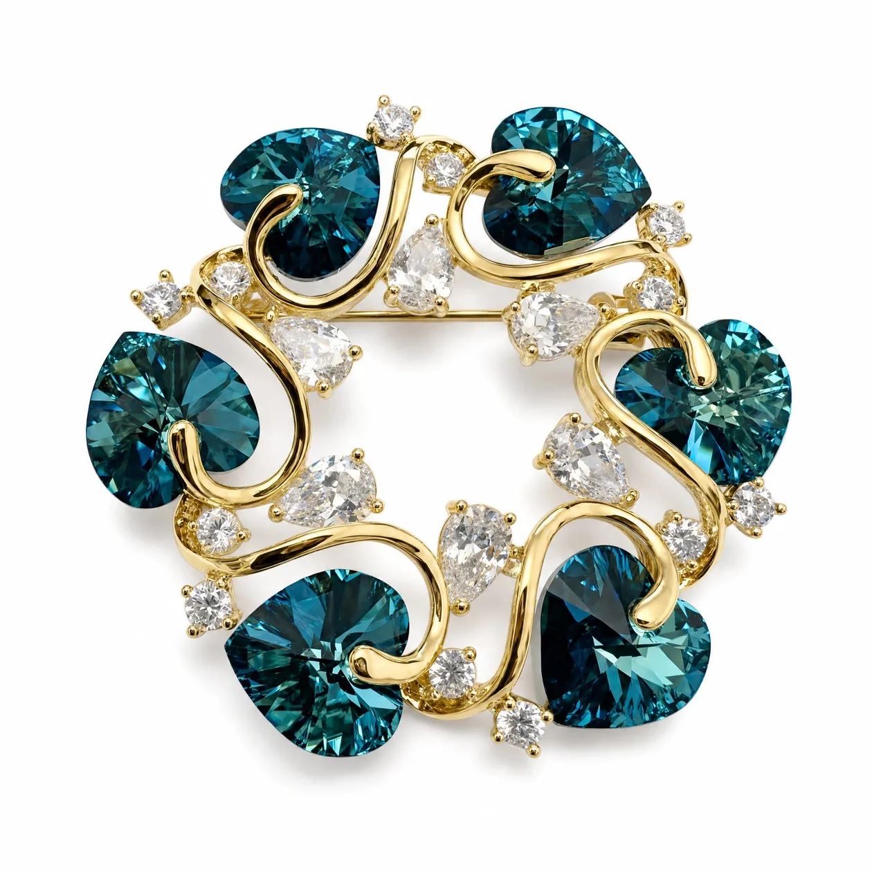 Teal Heart Crystal Vine Brooch: the shop's own photo