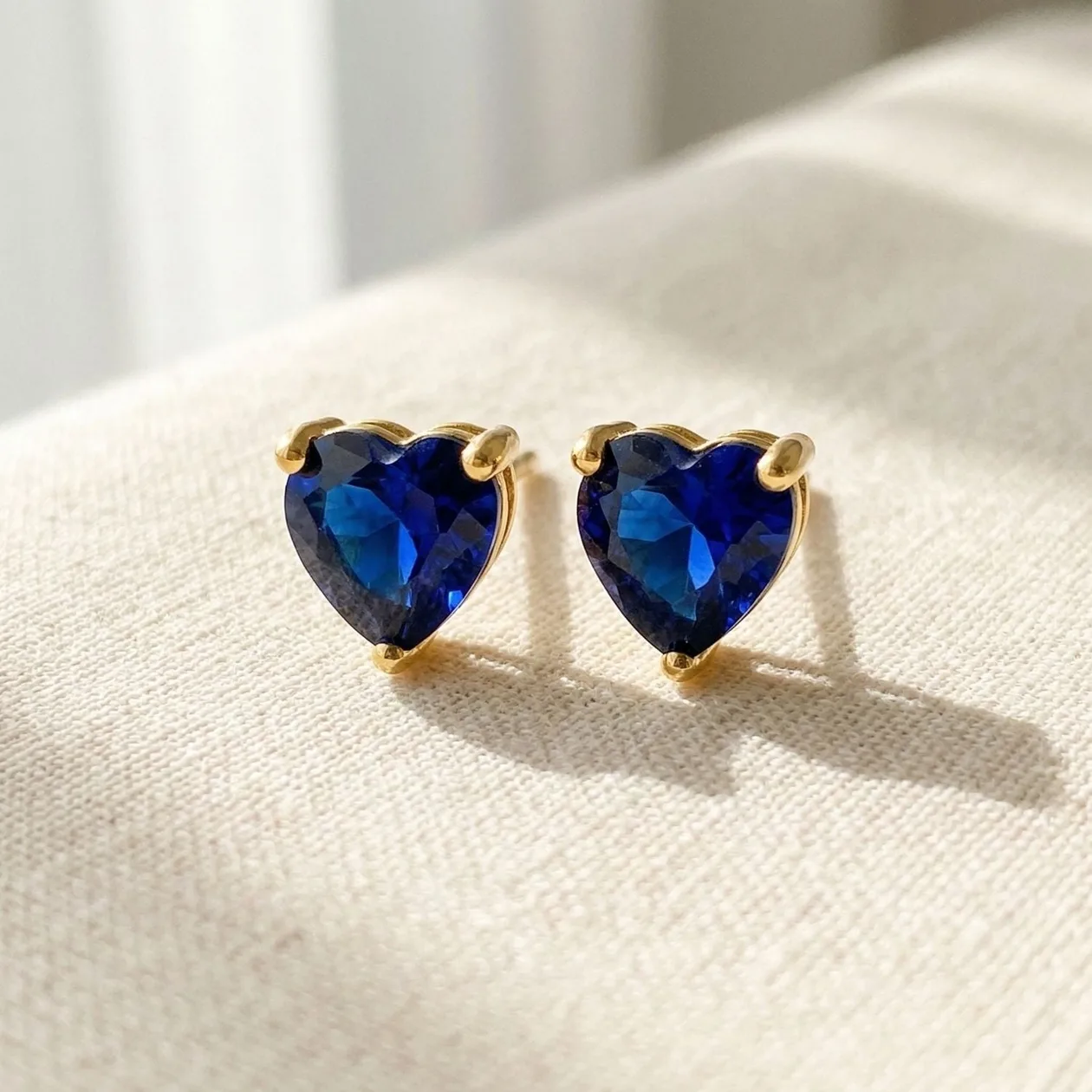 Sapphire Heart September Birthstone Stud Earrings: the shop's own photo