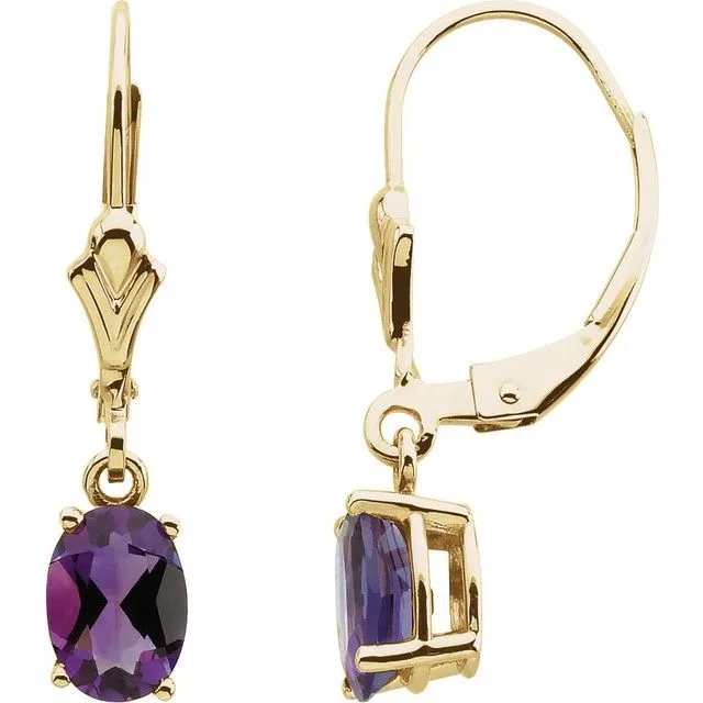 Amethyst Oval Stud Earrings | 0.80ct | 7 × 5mm | 9K Yellow Gold - 9k Yellow Gold / 0.80 Carat / Lab-Grown-AAA: the shop's own photo
