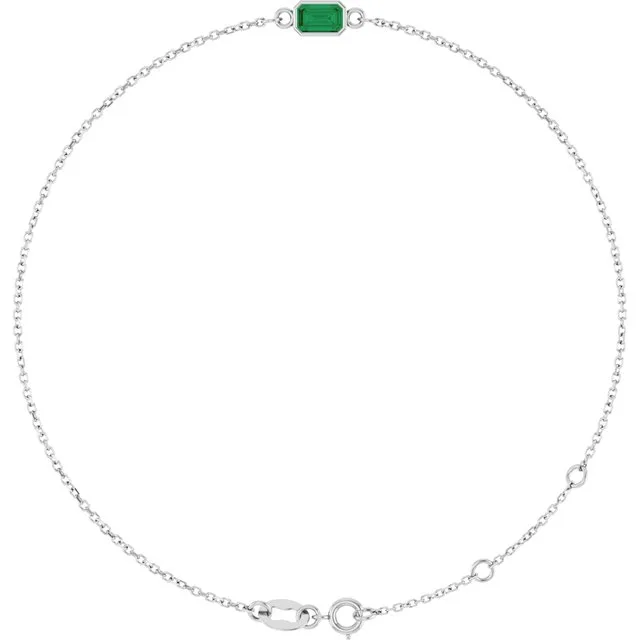 1-Stone Lab-Grown Emerald & Emerald Bezel-Set Link Bracelet In Set - 18k Yellow Gold / 0.5717 Carat / Natural-AA: the shop's own photo