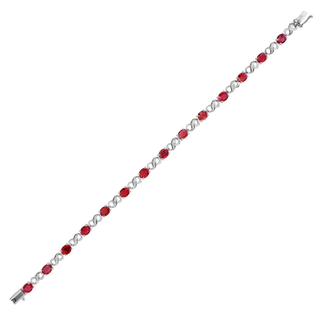 18K White Gold Ruby & Diamond Infinity Link Bracelet with Prong-Set Diamonds: the shop's own photo