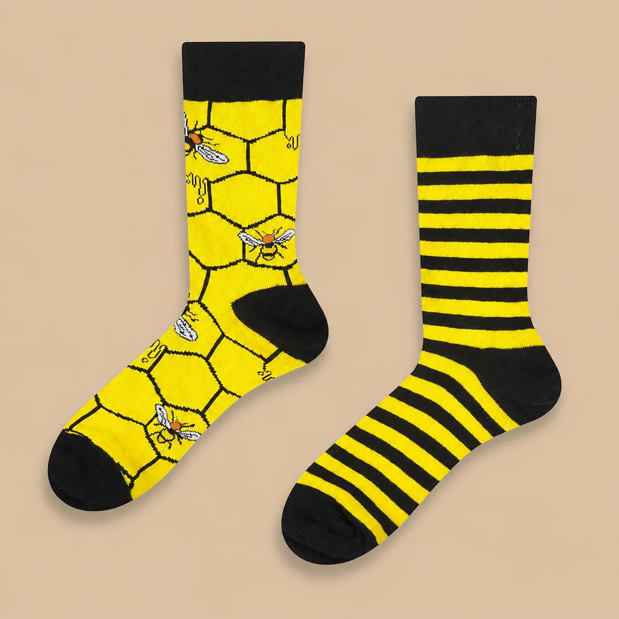 Bumblebee Mismatched Socks: the shop's own photo