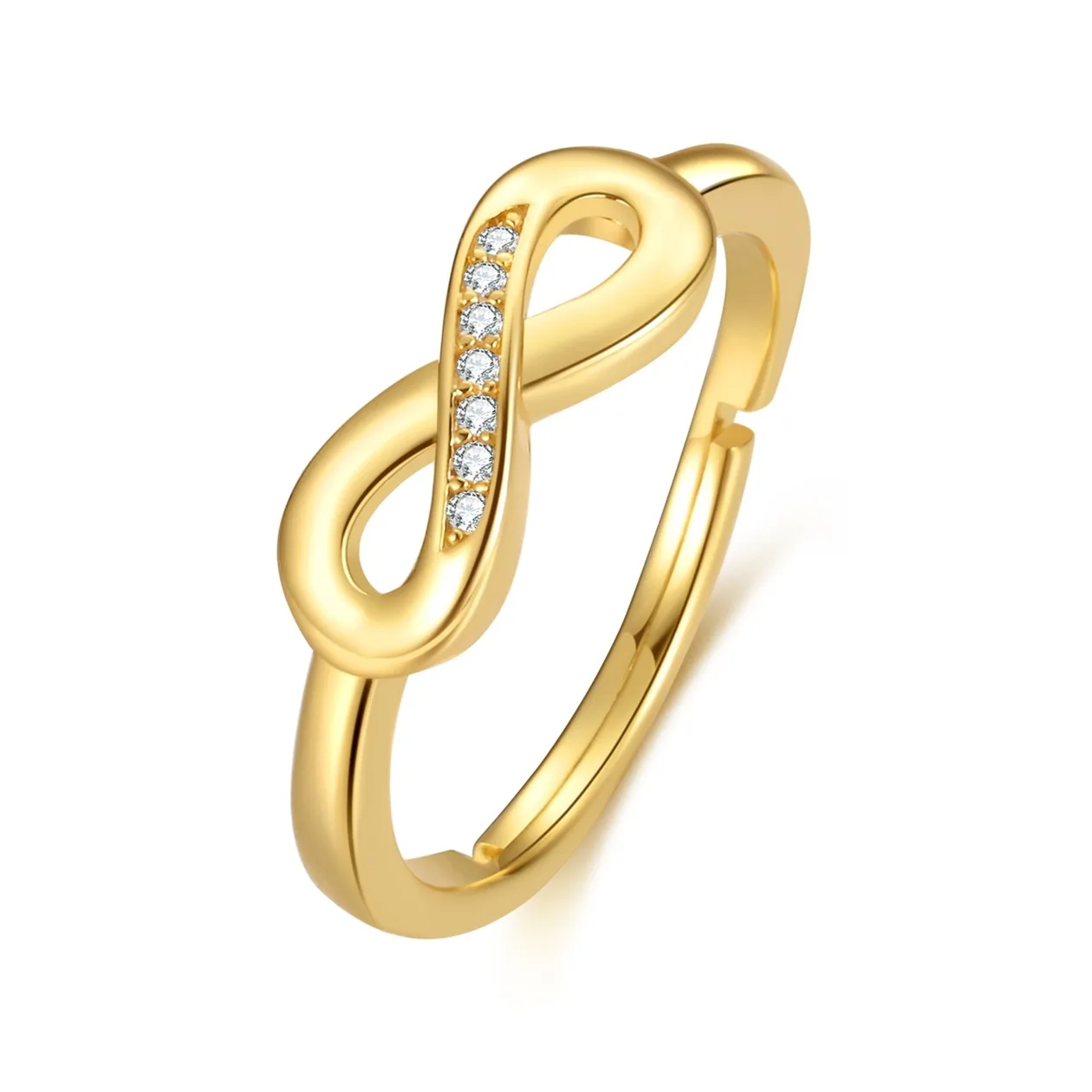 18k Gold Plated Adjustable Infinity Ring Created with Zircondia® Crystals: the shop's own photo
