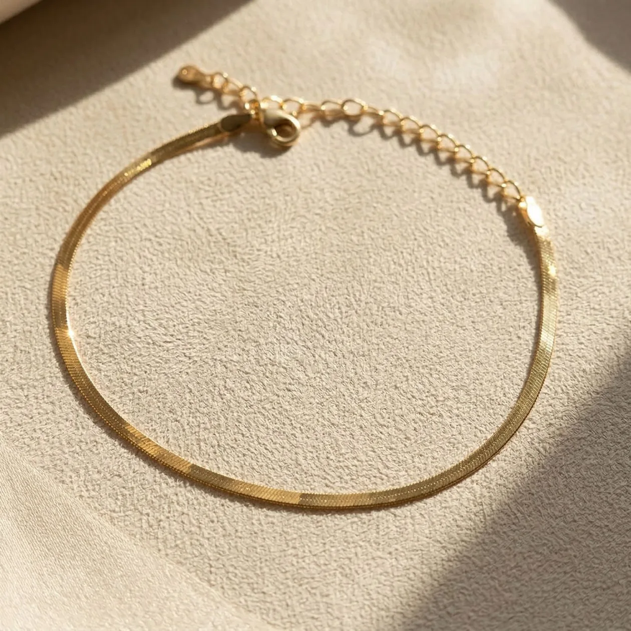 Gold Plated Everyday Herringbone Chain Bracelet: the shop's own photo