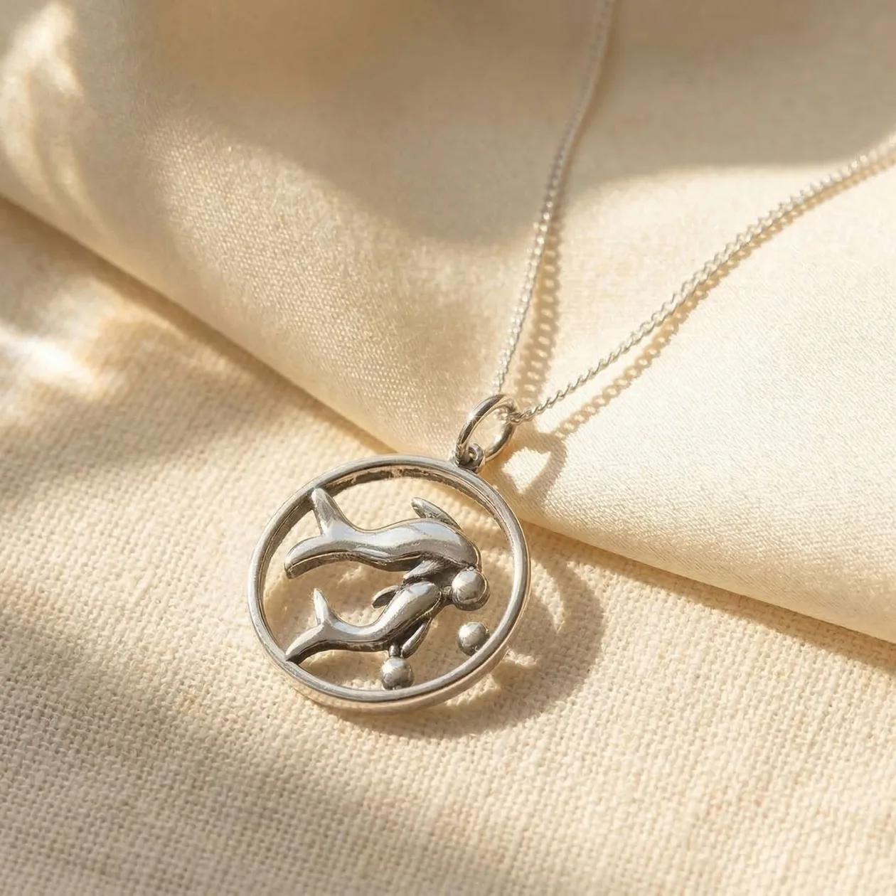 Pisces Zodiac Horoscope Charm Sterling Silver Necklace: the shop's own photo